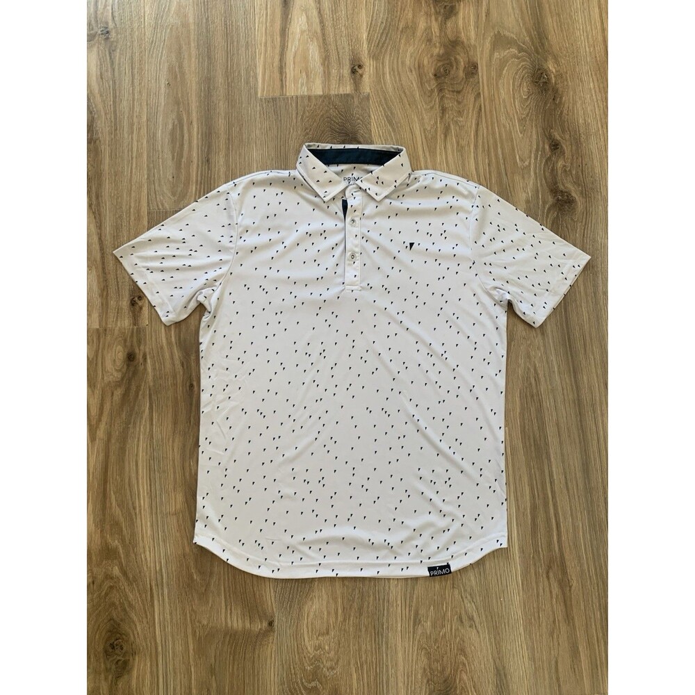 PRIMO GOLF APPAREL Men's Shortsleeve Polo Size L White Black Performance